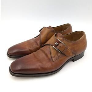 Magnanni Meyer II Monk Strap Shoe Men's Cognac size US8 EU41